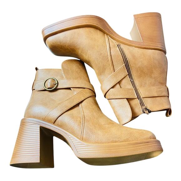 Jellypop Womens Eugenie Heeled Ankle Boots Square Toe Faux Leather Brown US 11 - Picture 4 of 7